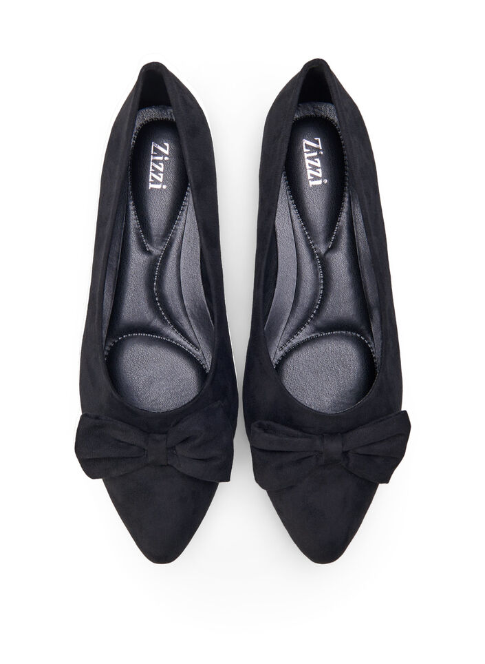 Ballerina met brede pasvorm en strik, Black, Packshot