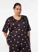 Polkadot viscose blouse met V-hals en striksluiting, Bruin, Model image number 0