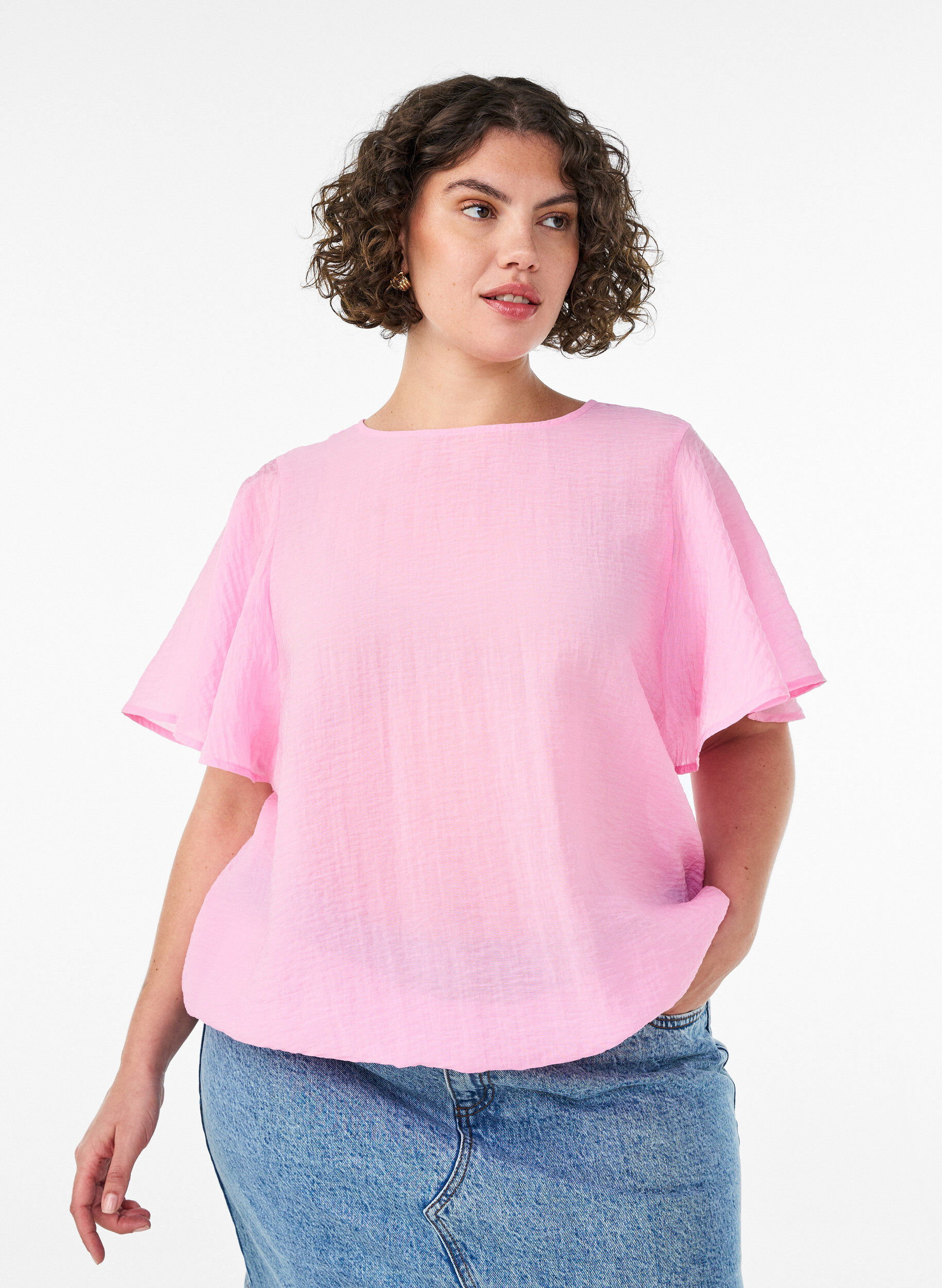 ZizziBlouse met ballonavorm en vleermuismouwen, Roze, Model image number 0