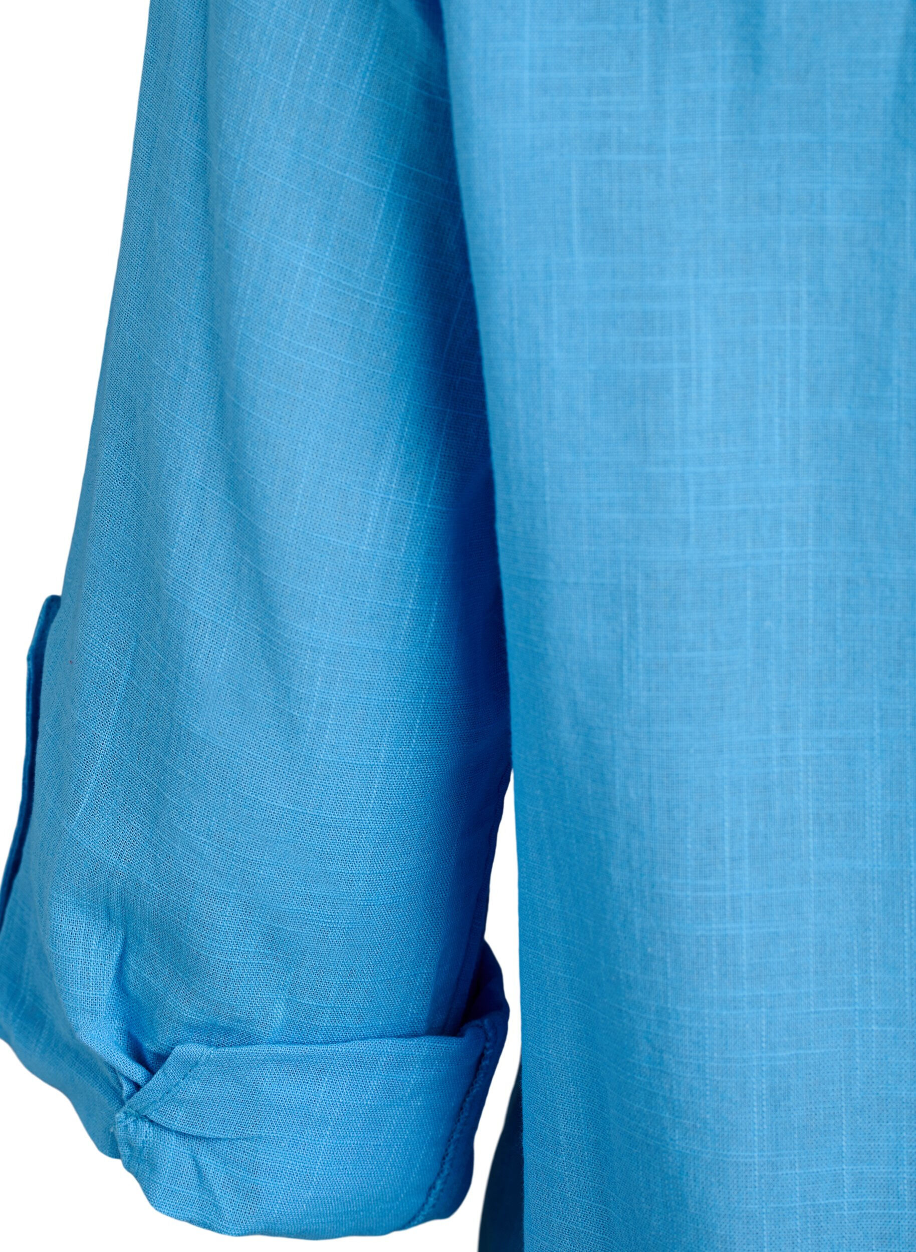 ZizziKatoenen blouse met V-hals, Blauw, Packshot image number 3