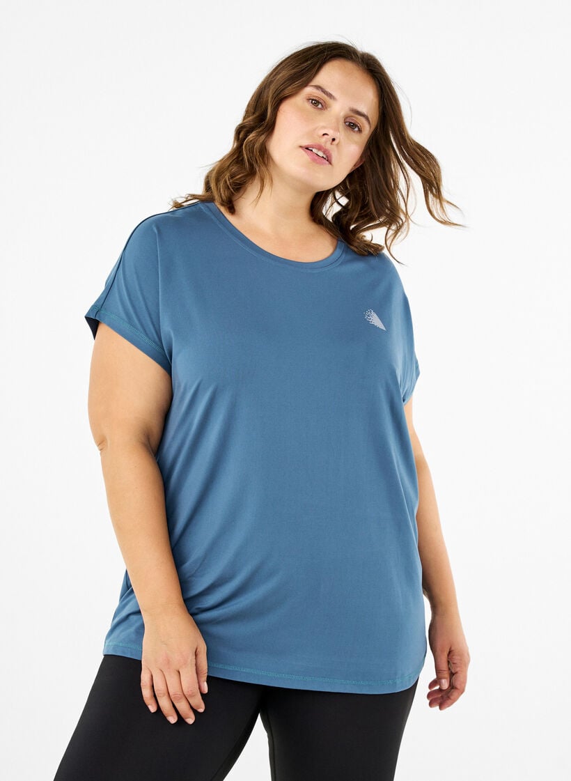 Effen gekleurd T-shirt voor sporten, Blauw, Model image number 0