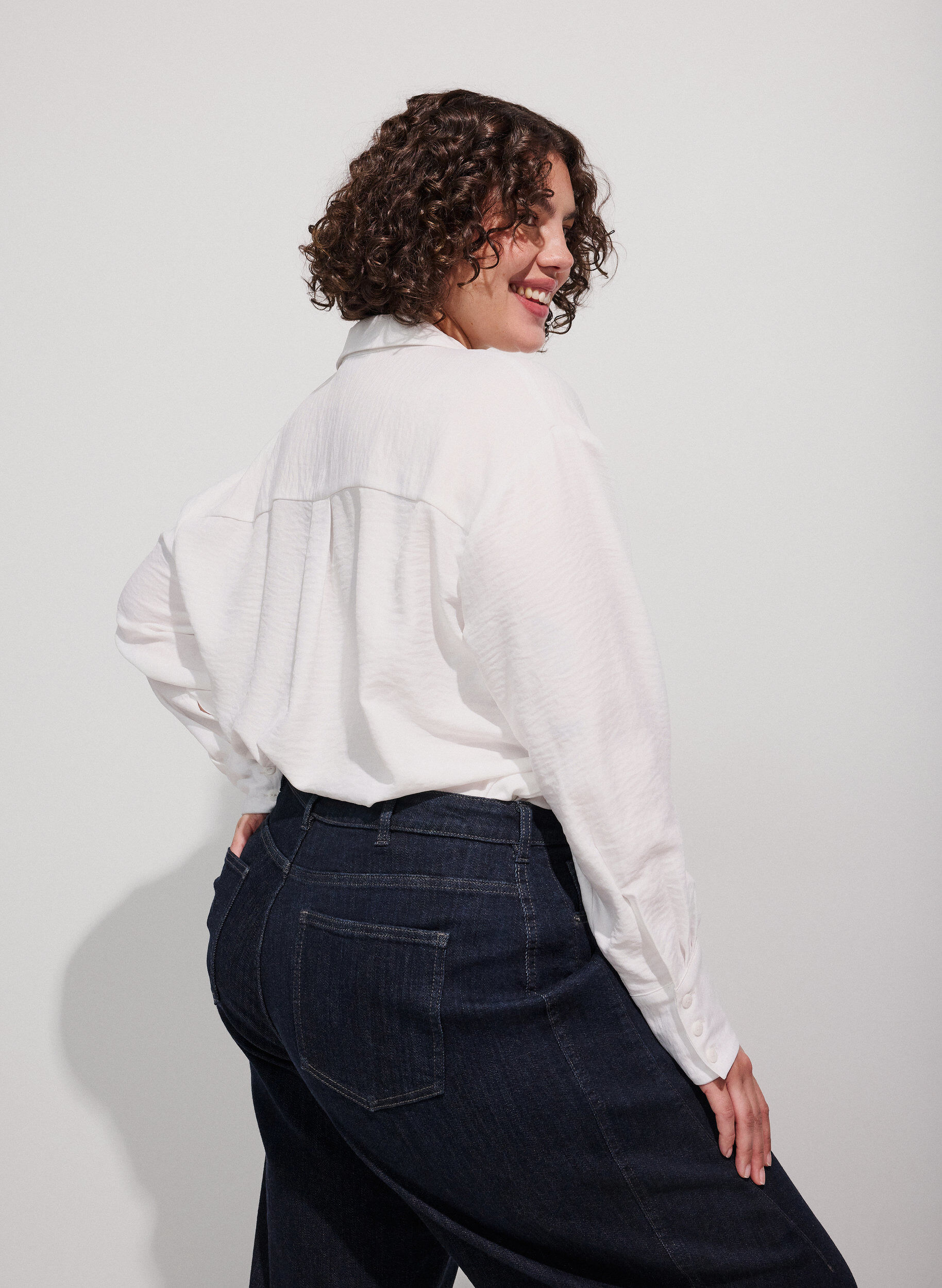 ZizziLosse shirt met V-hals, Wit, Model image number 2