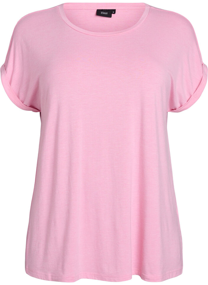 Los T-shirt met ronde hals, Roze, Packshot image number 0