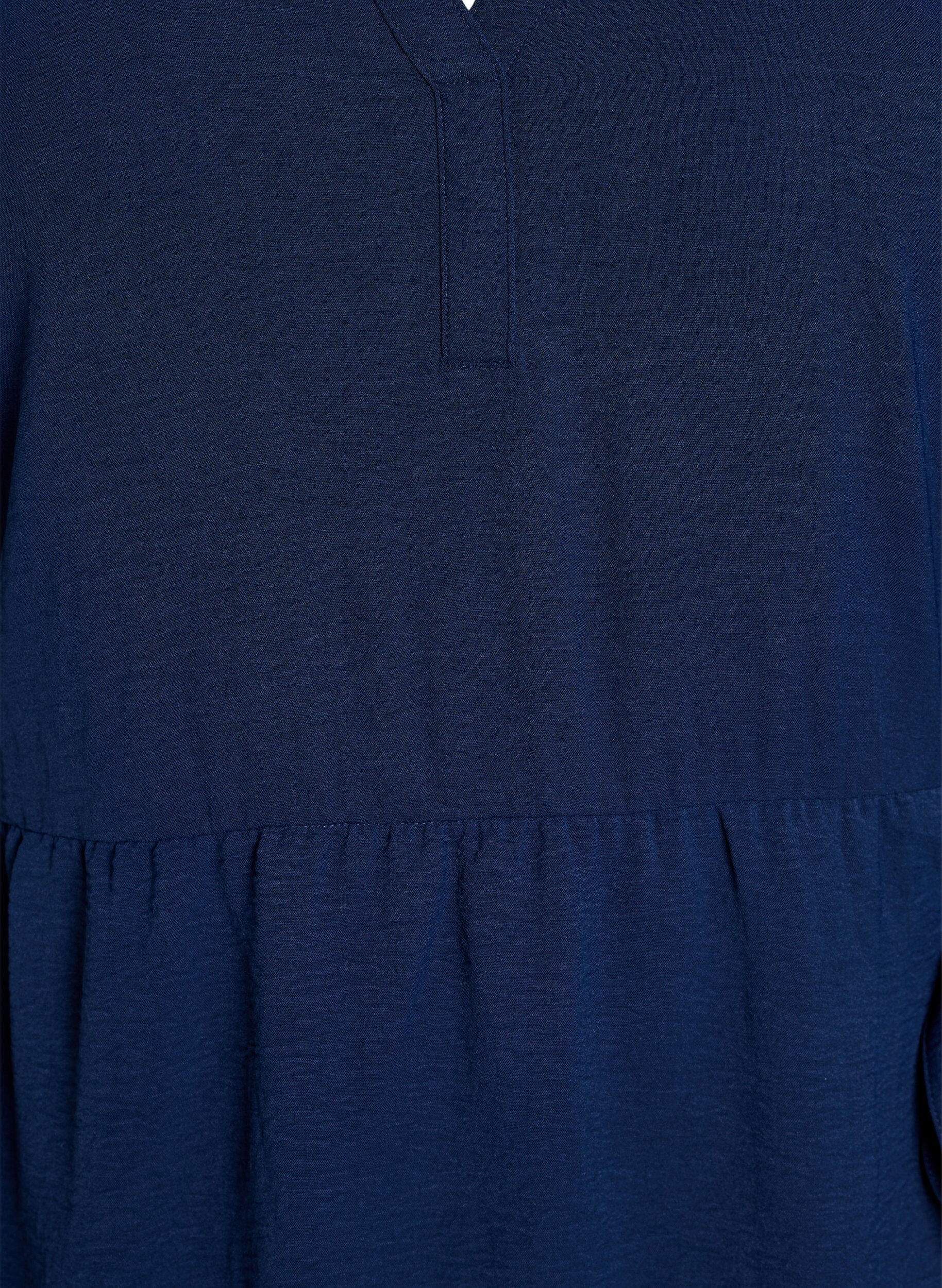 ZizziHalflange jurk met strikdetail, Blauw, Packshot image number 2