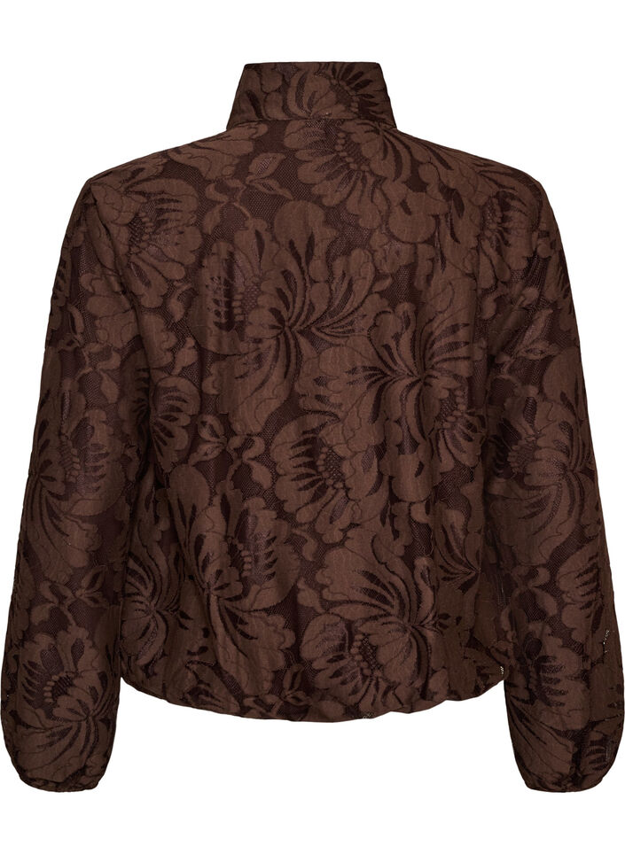 Bomberjack met jacquard bloemenpatroon, Bruin, Packshot image number 1