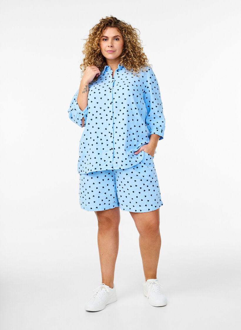 Shirtblouse met 3/4 mouwen, D.R.Blue N.A.Hearts, Model