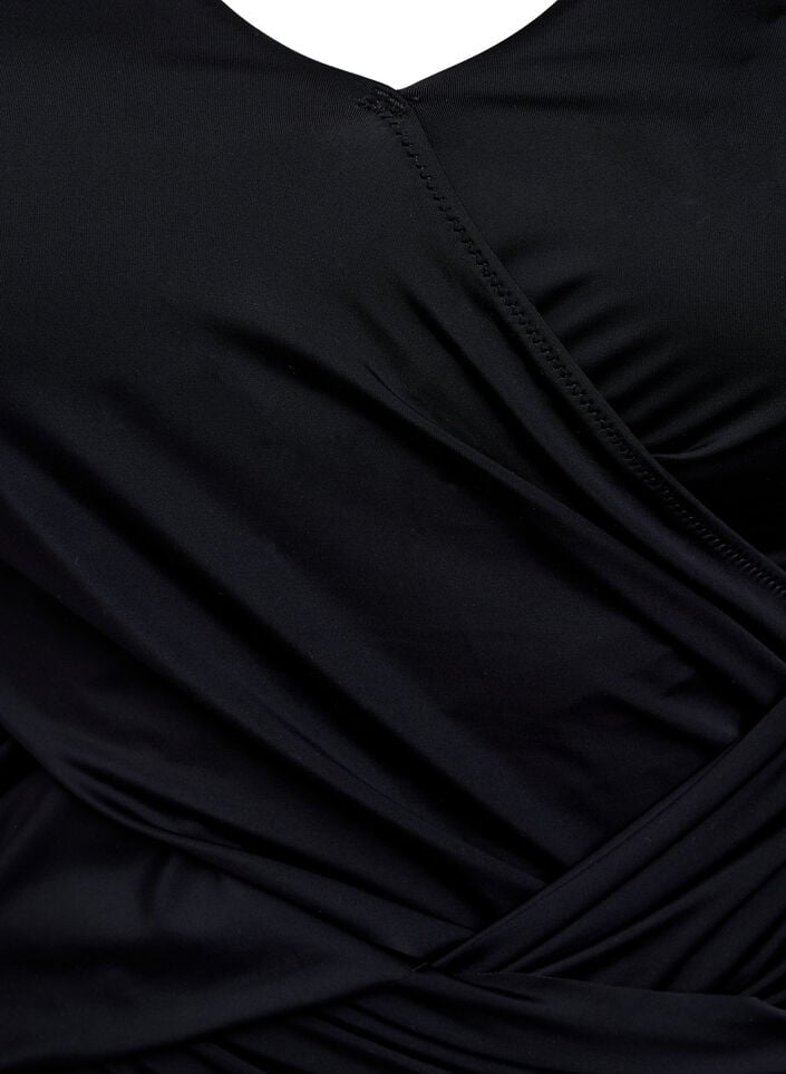 Badpak met gedrapeerd kruisdetaillering, Zwart, Packshot