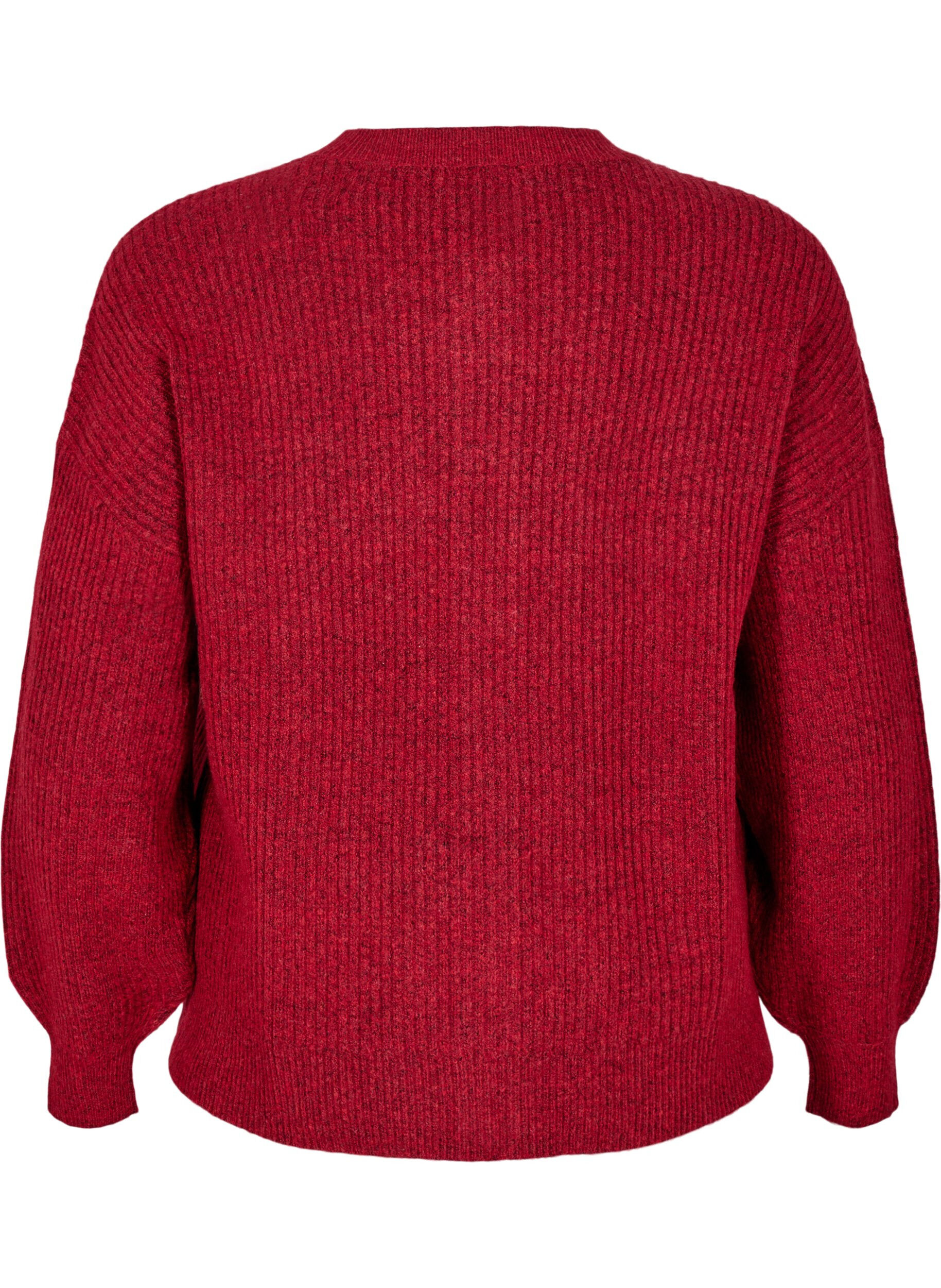 ZizziVest van ribtricot met knopen, Rood, Packshot image number 1