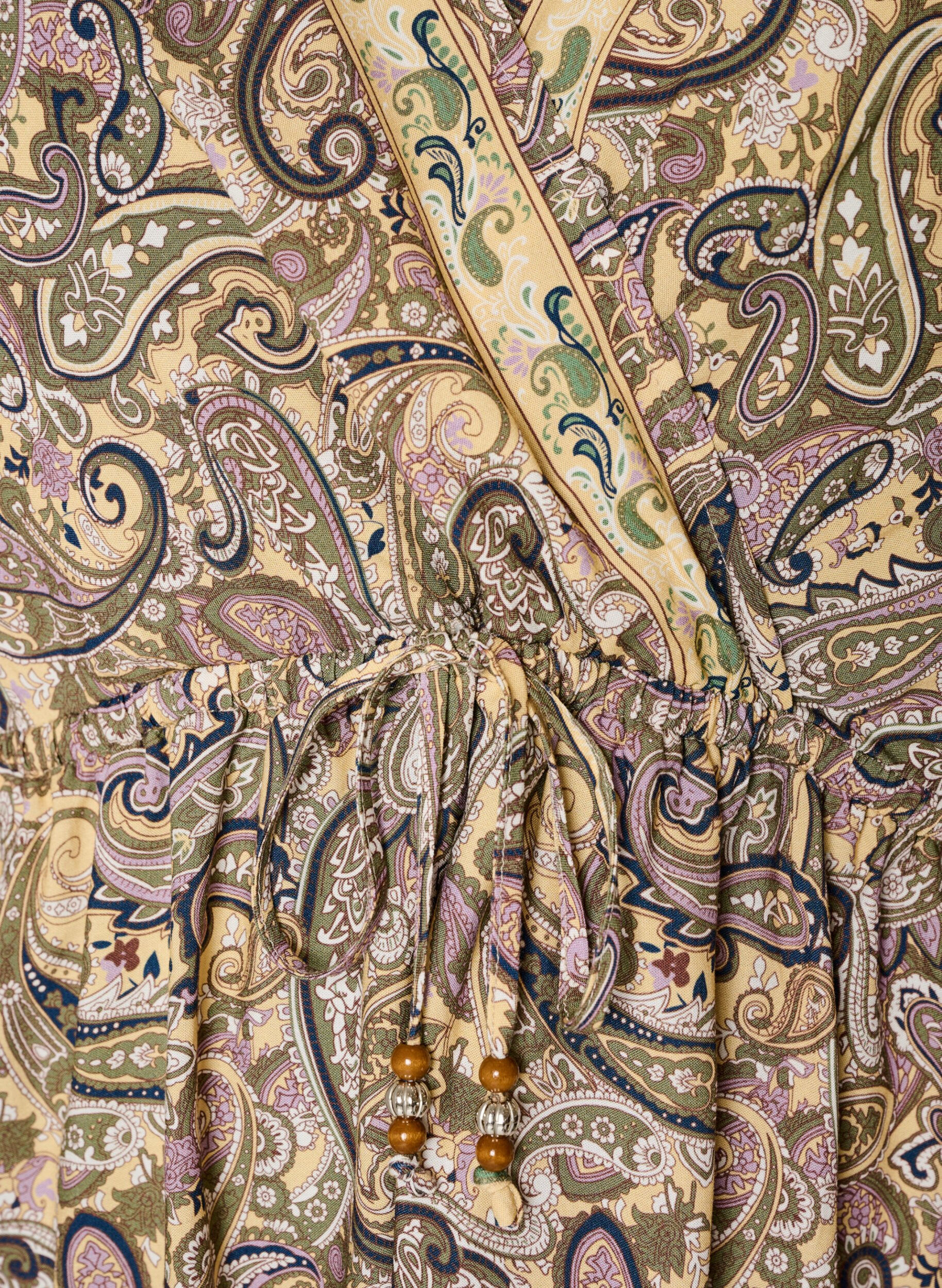 ZizziViscose tuniek met paisleyprint en aantrekkoord, Geel, Packshot image number 2