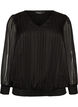 Gestreepte blouse met ballonvorm, Zwart, Packshot image number 0