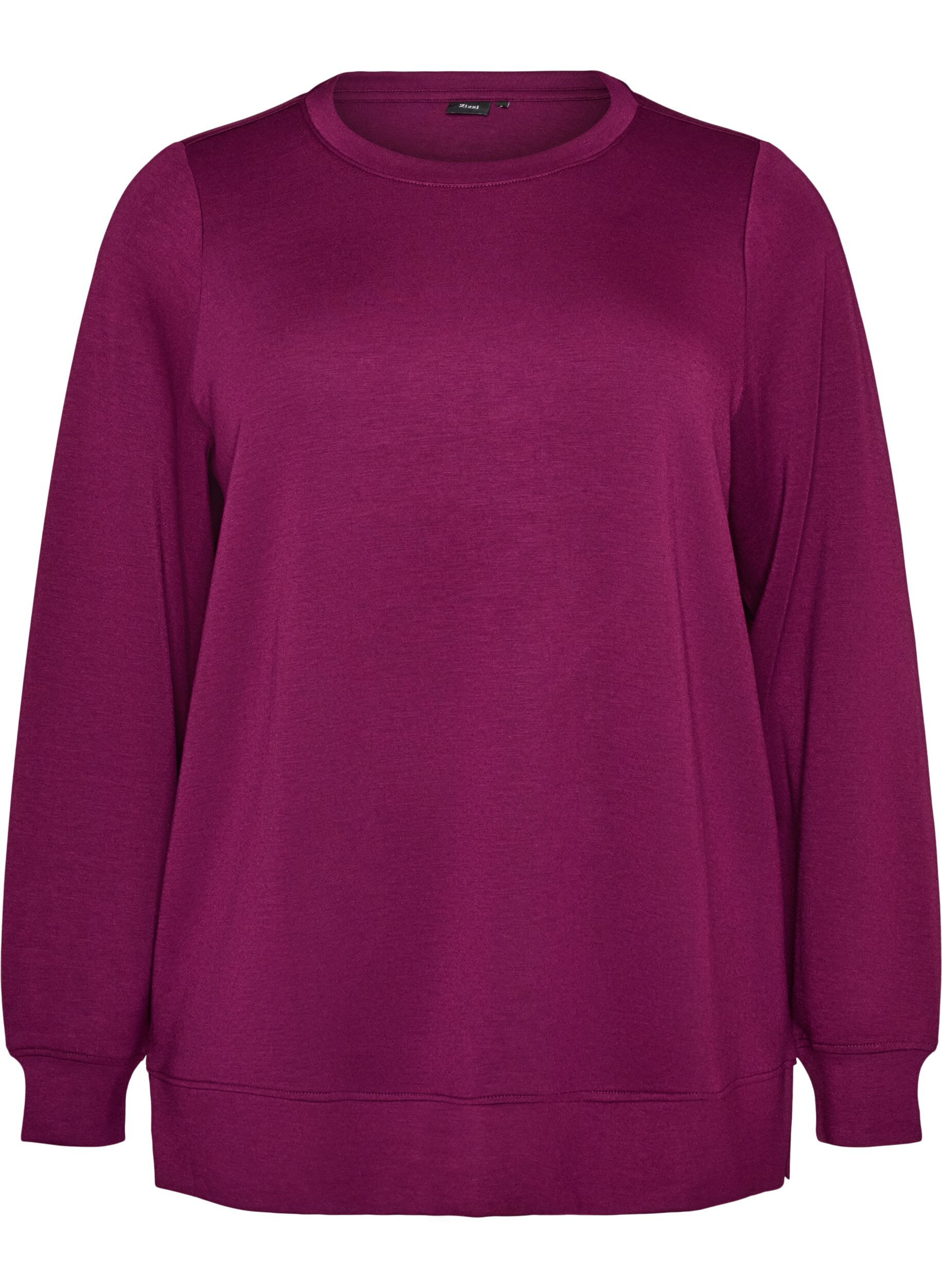Jersey blouse met lange mouwen en een ronde hals