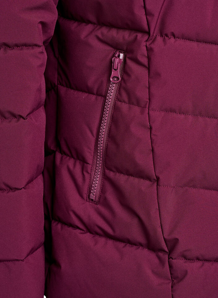 Kort pufferjack met capuchon, Donker Bordeaux, Packshot image number 3