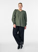 Viscose blouse met smock en geplooide details, Groen, Model image number 1