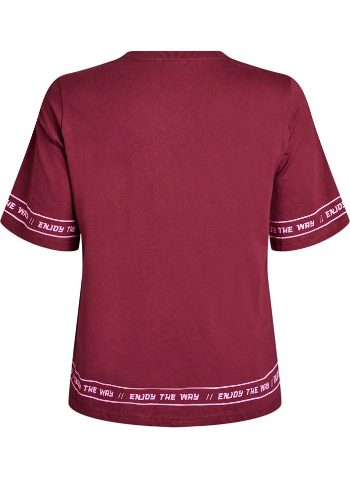 Oversized T-shirt met sportieve print, Donker Bordeaux, Packshot image number 1