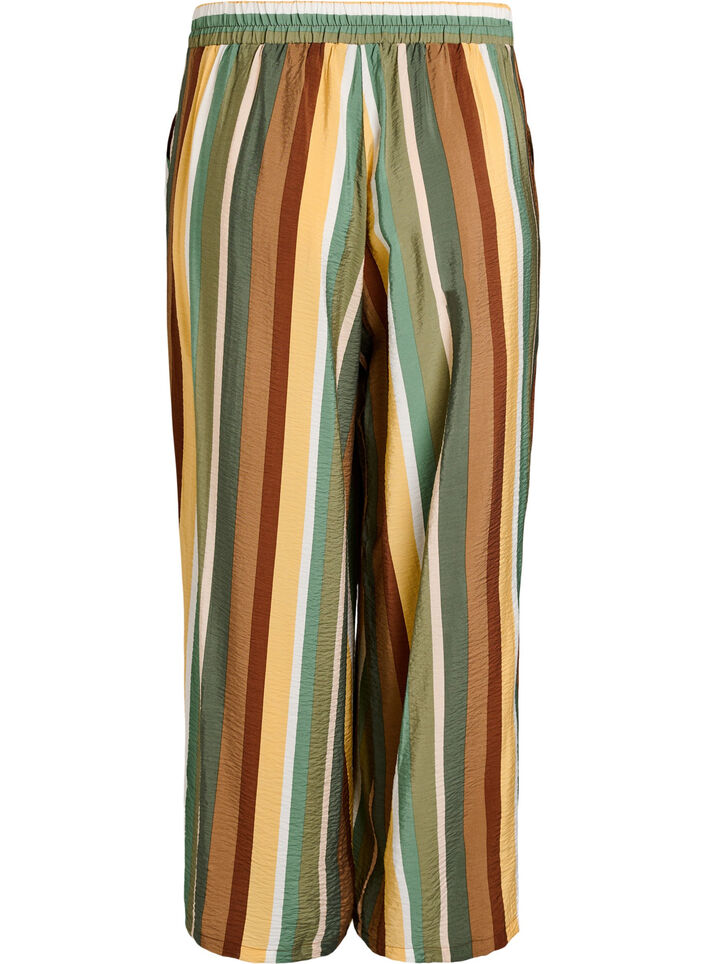 Losse viscose broek met strepen, Bruin, Packshot image number 1
