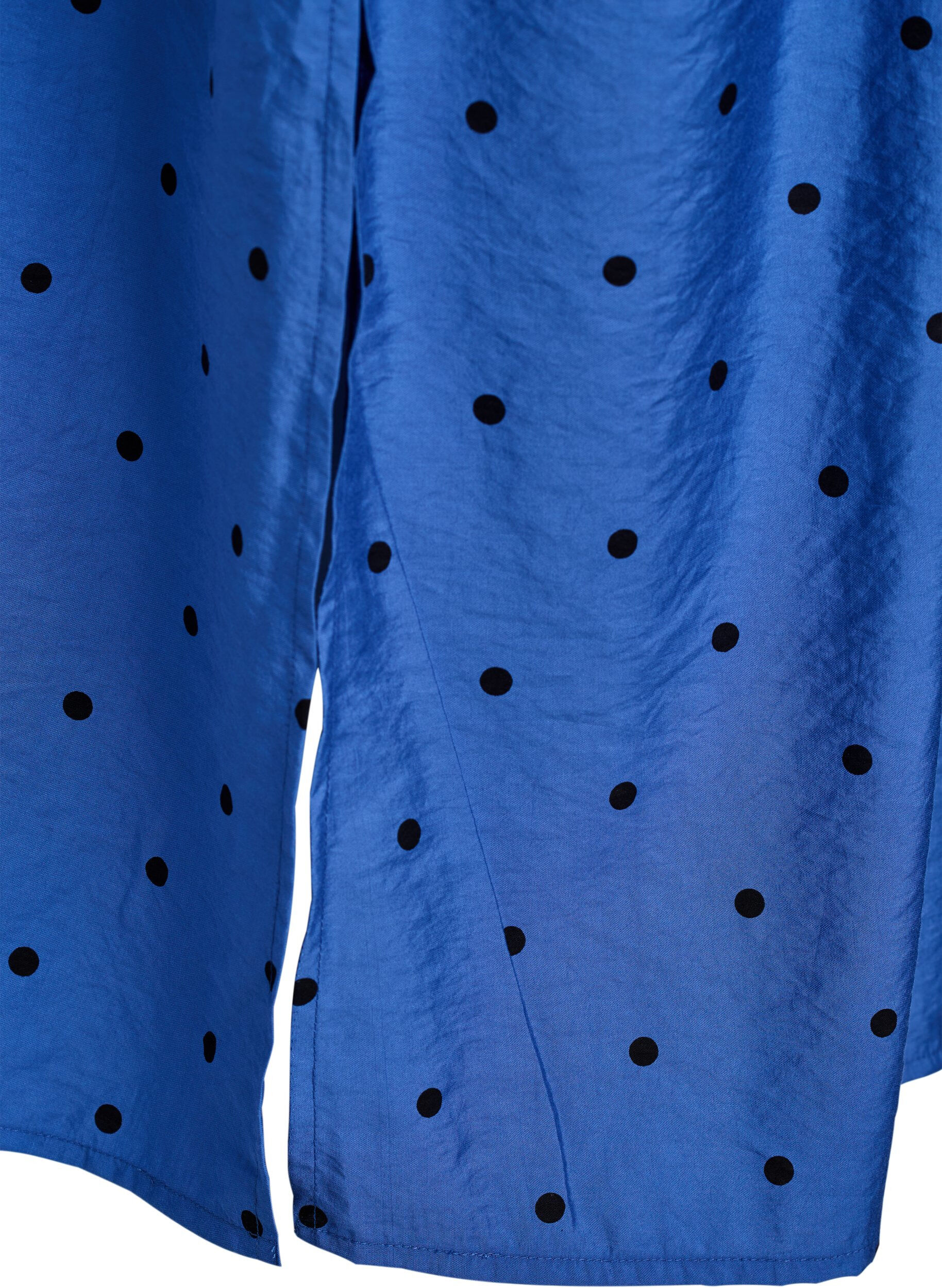 ZizziGestippelde midi-jurk met afneembare strikceintuur, Blauw, Packshot image number 3