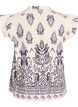 Mouwloze blouse met ruche en print, Beige, Packshot image number 1