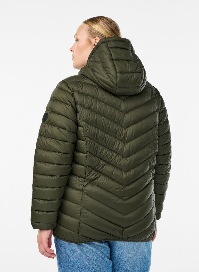 Lichtgewicht jas met capuchon, Groen, Model image number 2