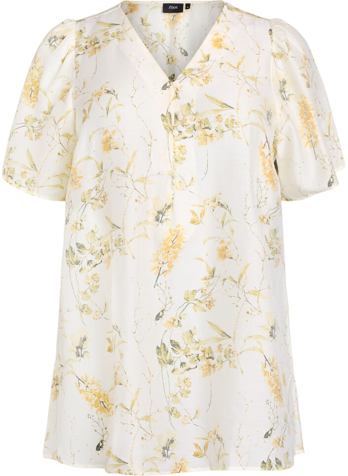 A-model tuniek met korte mouwen, Geel, Packshot image number 0