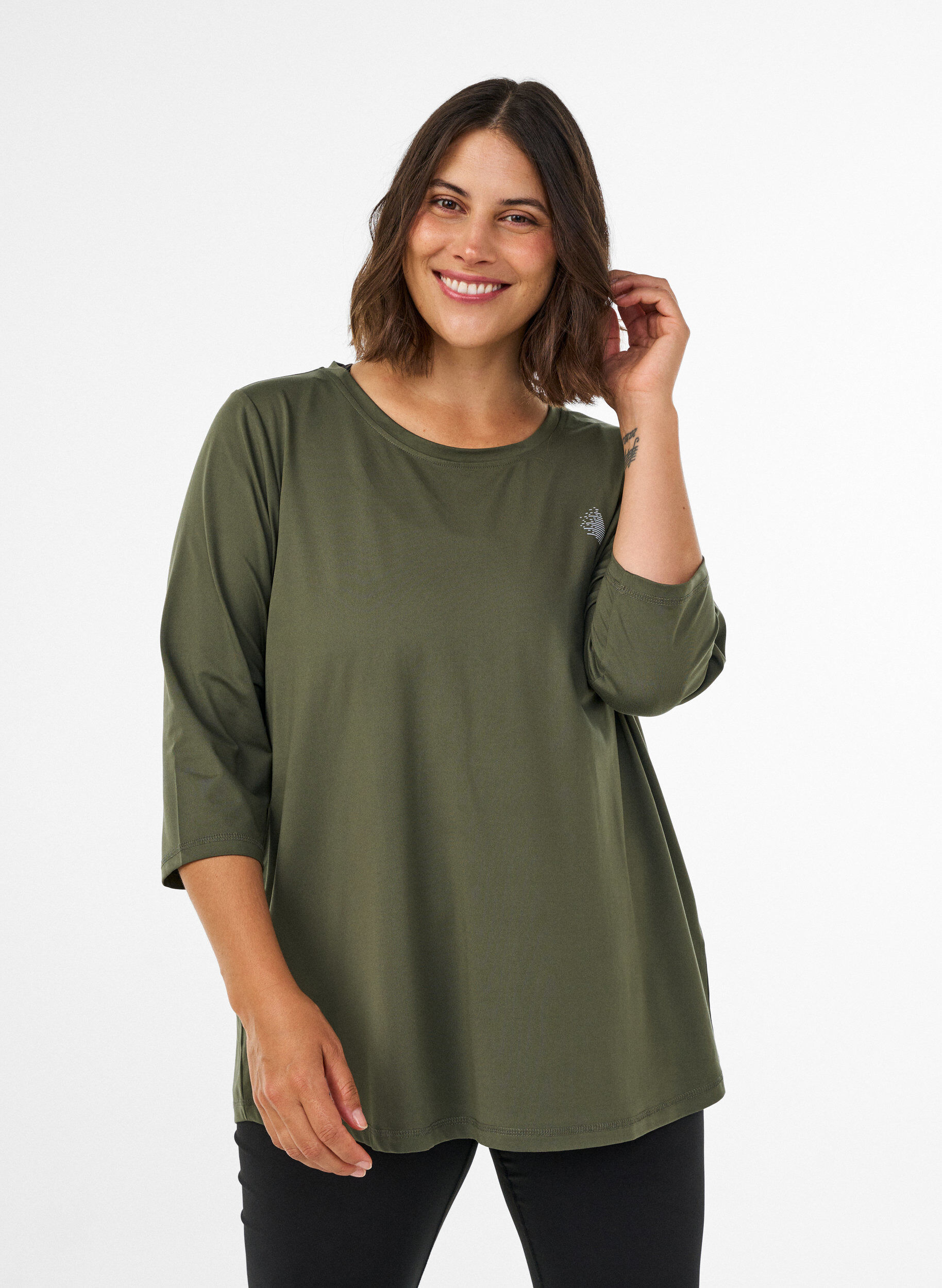 Sporttop met 3/4 mouwen, Groen, Model