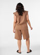 Short ample en mousseline de coton taille haute, Marron, Model image number 2