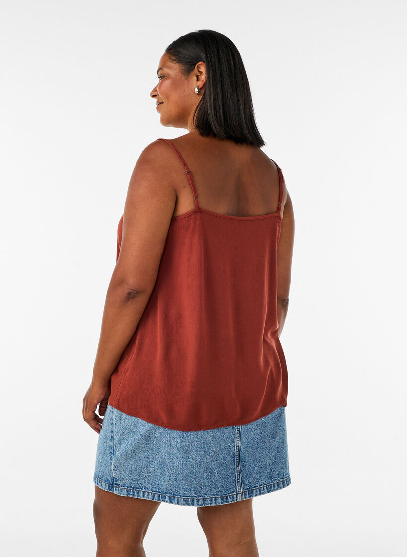 Strap top in viscose, Rood, Model image number 2