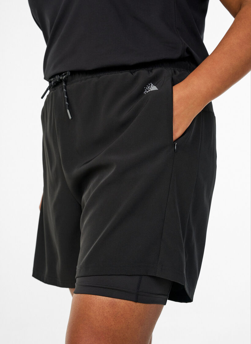 Trainingshort met binnenbroek en telefoonzakje, Zwart, Model image number 3