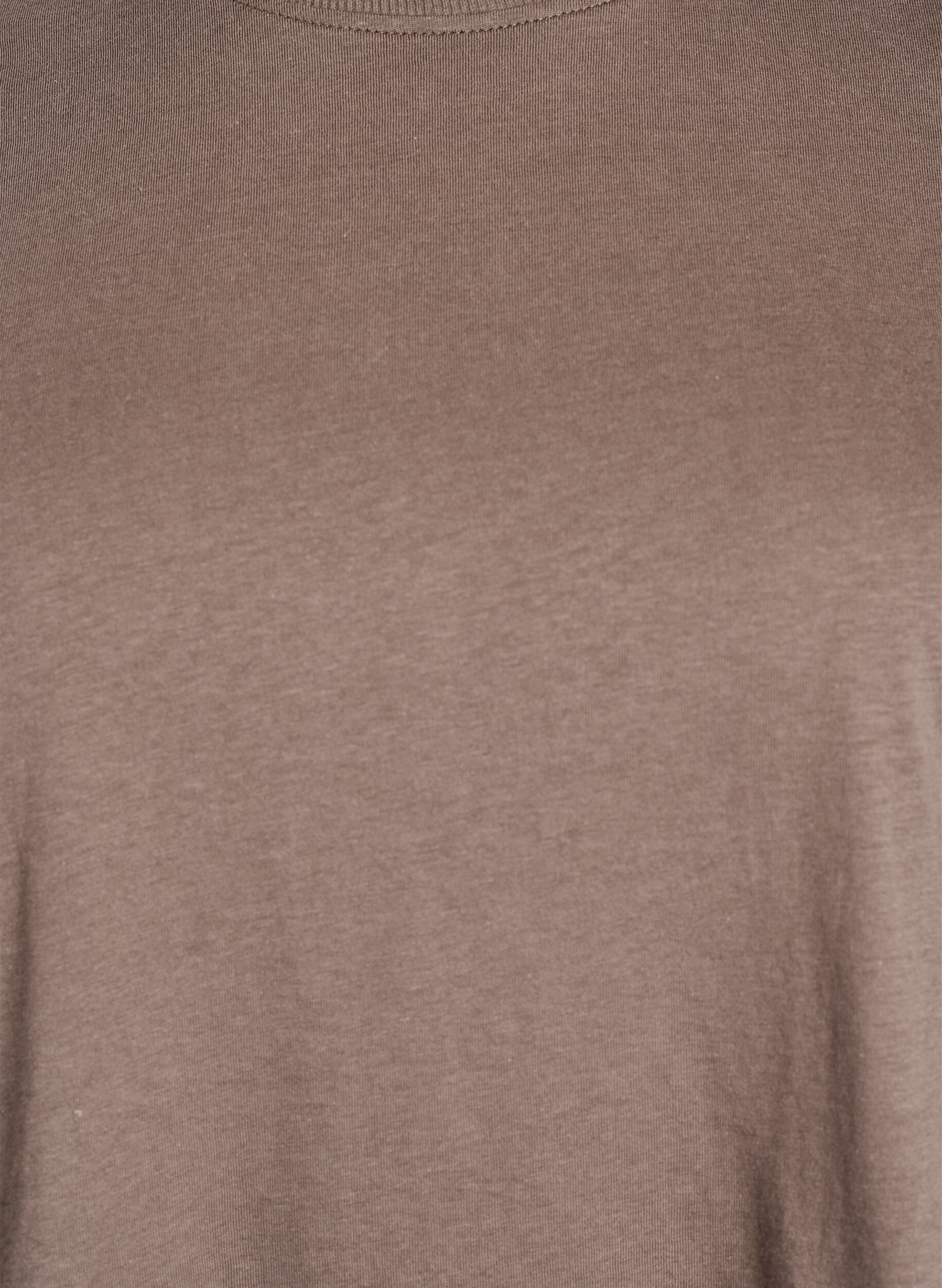 Zizzi T-shirt basique en coton &agrave; col rond, Marron, Packshot image number 2