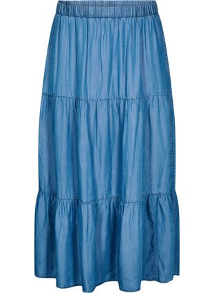 ZizziDenim maxi rok met ruches, Blue Denim, Packshot image number 0