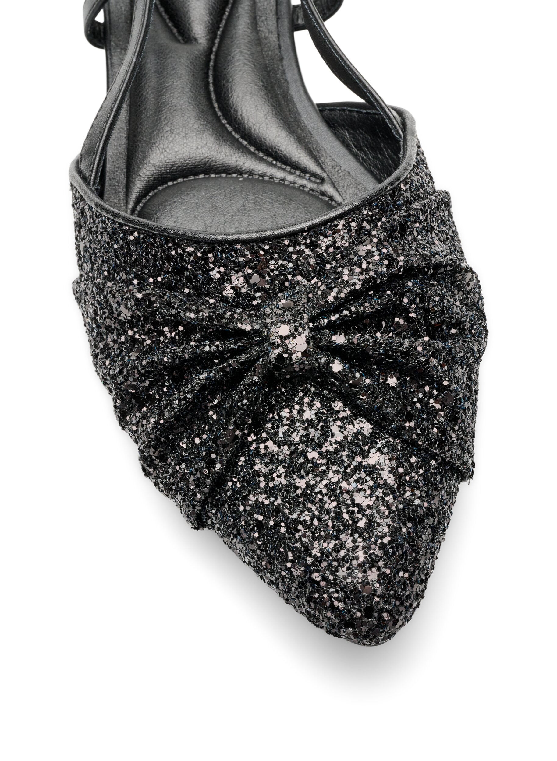 ZizziEscarpin slingback paillet&eacute; avec n&oelig;ud, Noir, Packshot image number 3