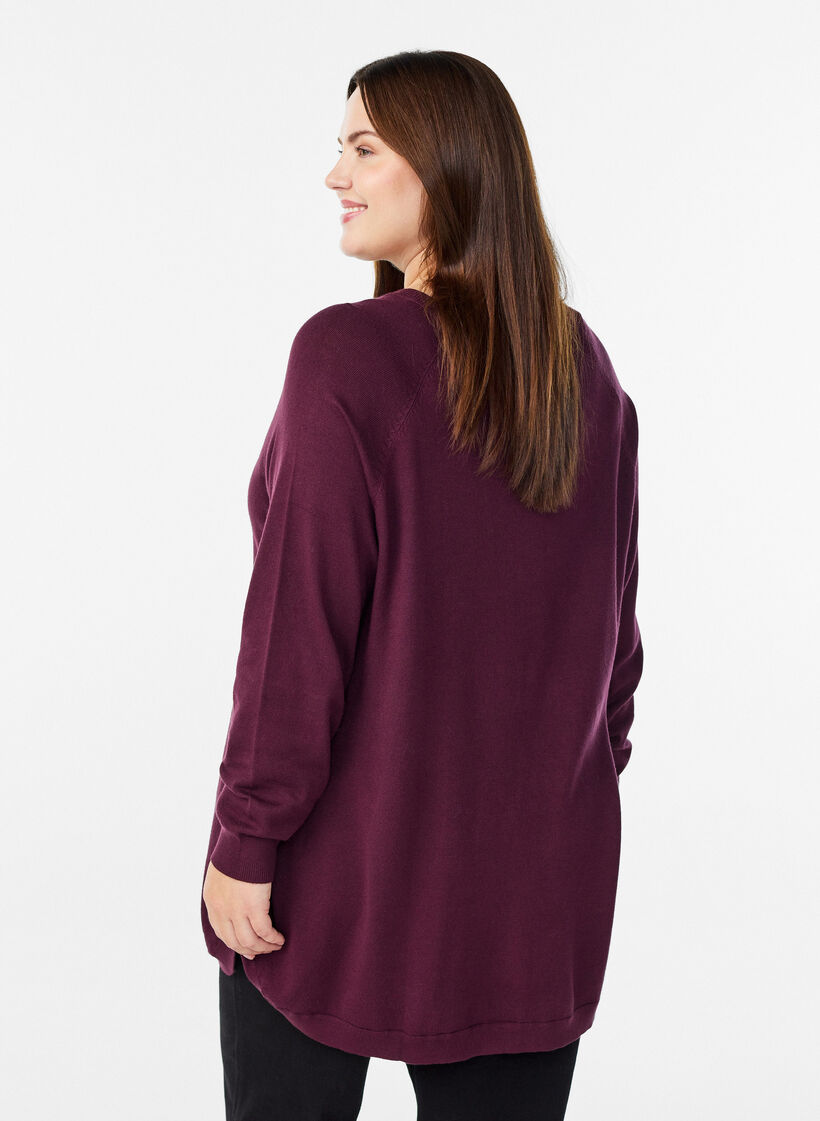 Gebreide blouse met knoopsluiting aan de zijkant, Rood, Model image number 2