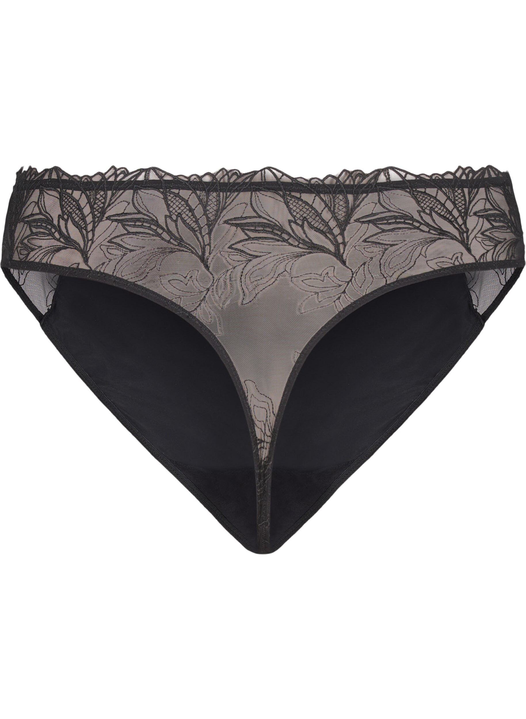 ZizziString en microfibre avec dentelle, Noir, Packshot image number 1