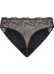 String en microfibre avec dentelle, Noir, Packshot image number 1