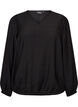 Viscose blouse met V-hals en ballonvormig silhouet, Zwart, Packshot image number 0