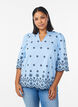 Blouse met 3/4 mouwen en geborduurd patroon, Blauw, Model image number 0