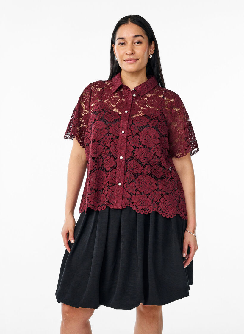 Korte ballonrok met een elastische taille, Black, Model