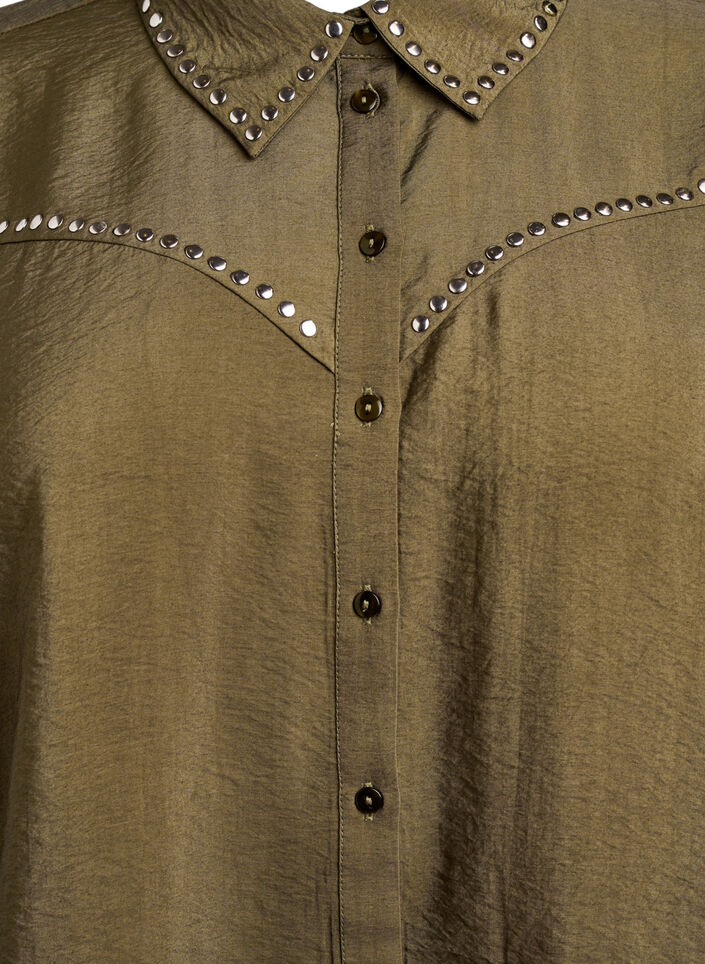 Shirt met studs, Groen, Packshot