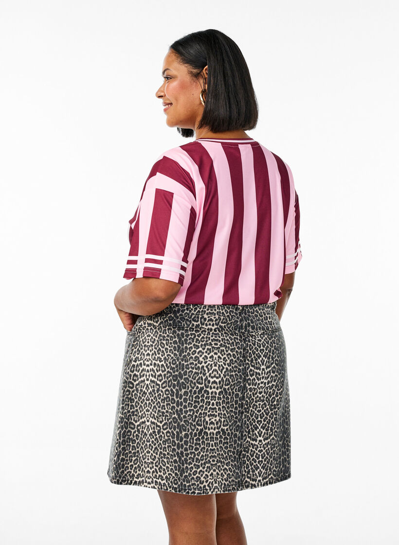 Korte A-lijn denimrok, Bruin, Model image number 2