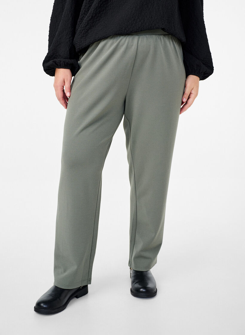 Broek met rechte pasvorm, Grijs, Model image number 2