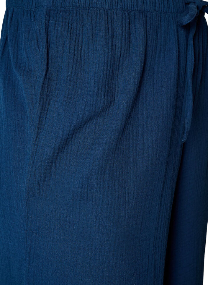 Pantalon de pyjama ample en mousseline de coton, Bleu, Packshot image number 3