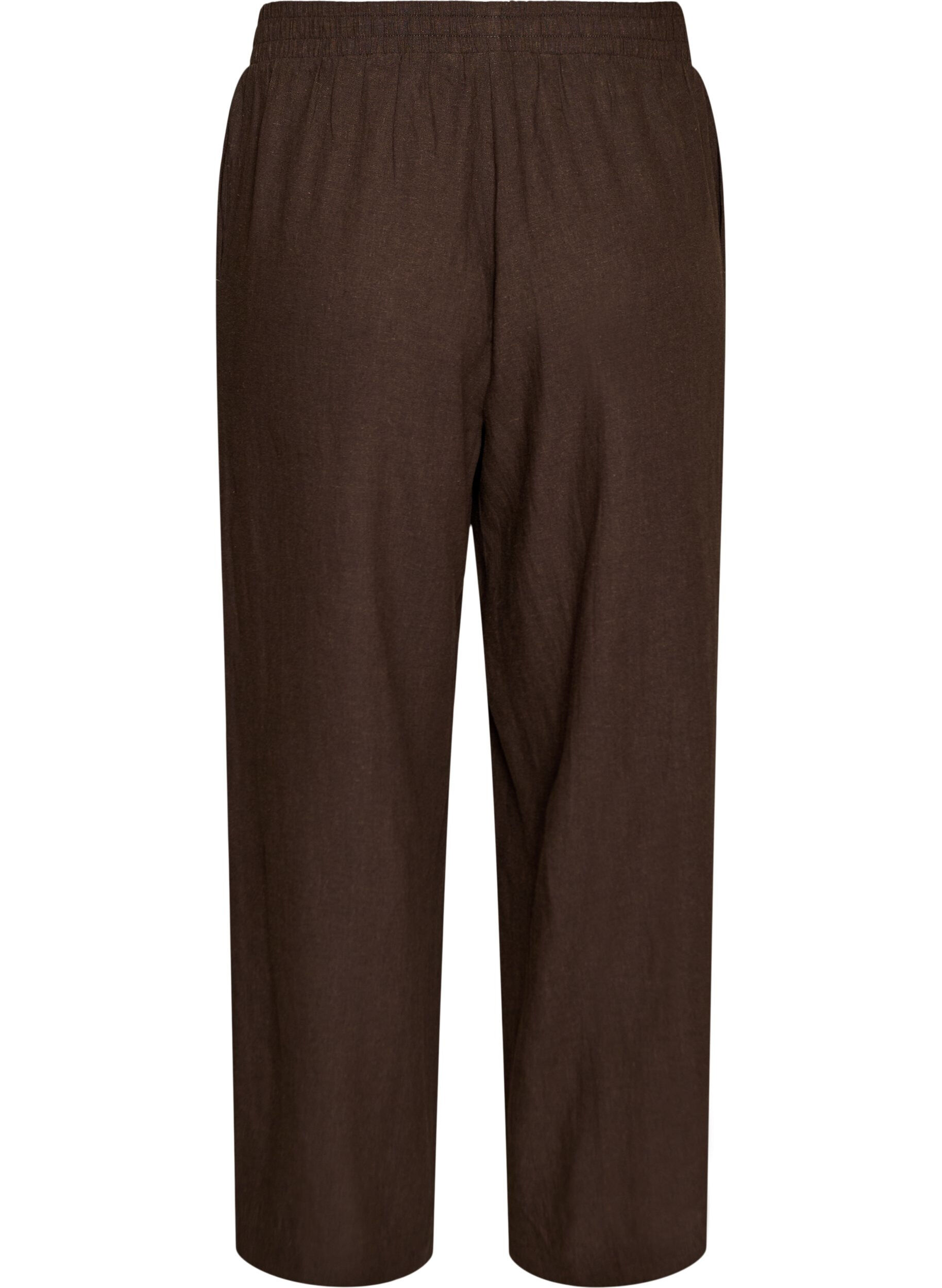 Zizzi Pantalon large en lin et viscose, Marron, Packshot image number 1