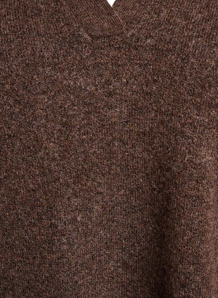 Gebreide blouse met kraag en V-hals, Rain Drum Mel., Packshot