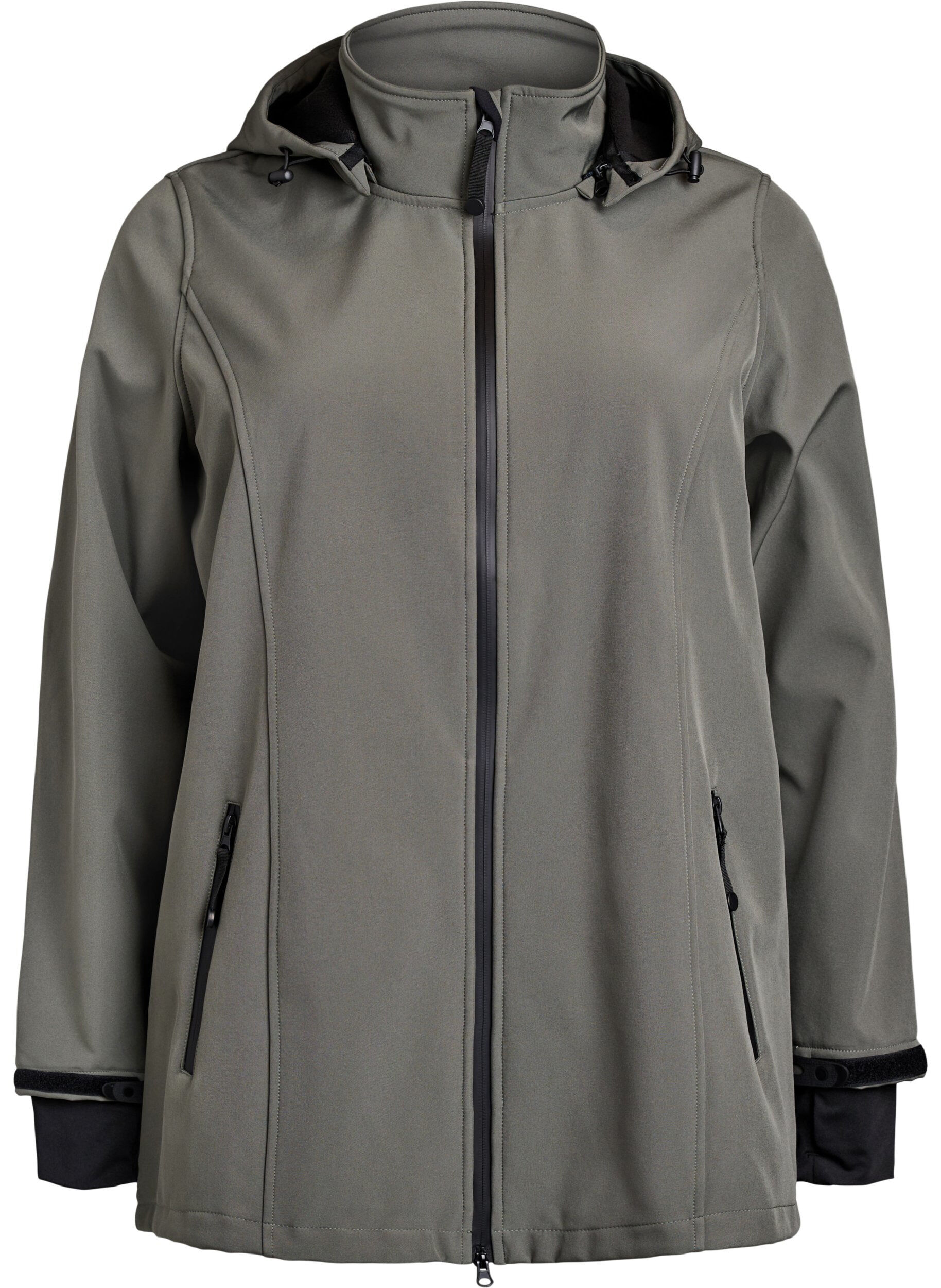 Korte softshell jas met afneembare capuchon