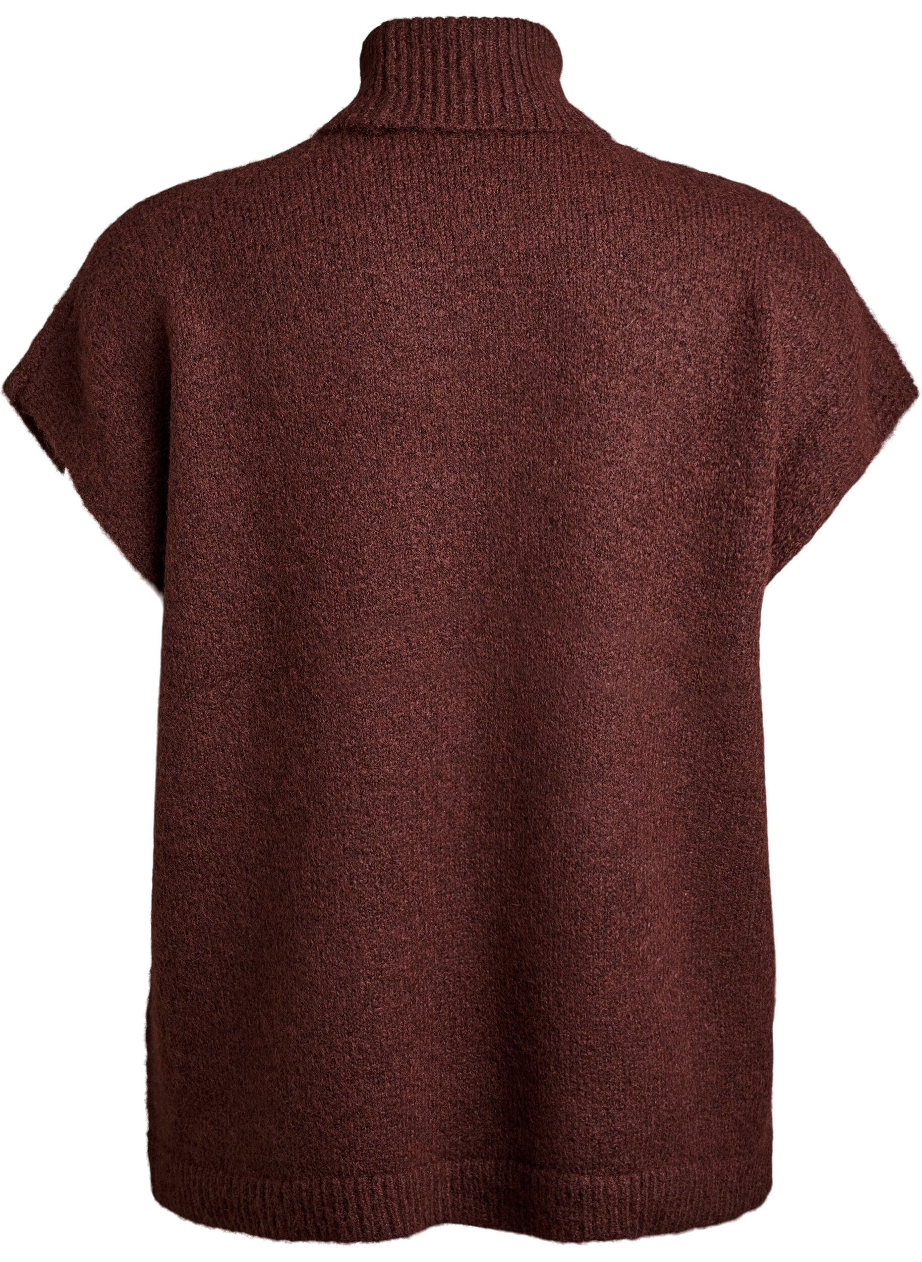 ZizziMouwloos gebreid vest met col, Bruin, Packshot image number 1