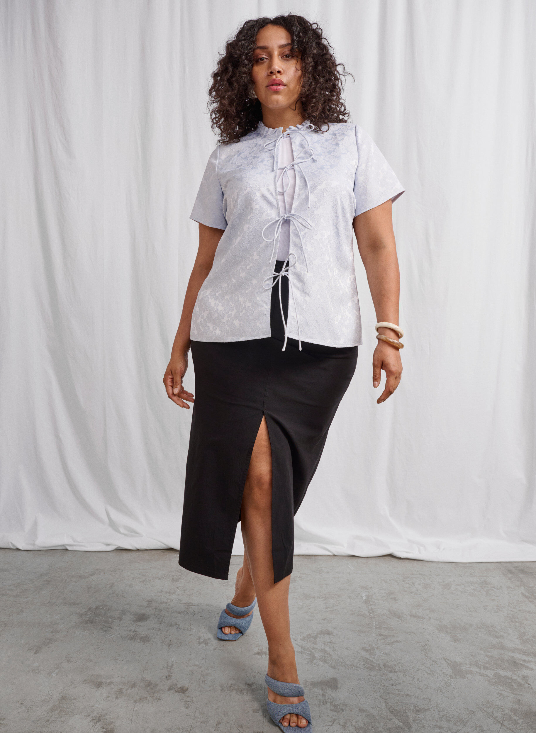 ZizziLange rok met split aan de voorkant, Zwart, Image image number 0