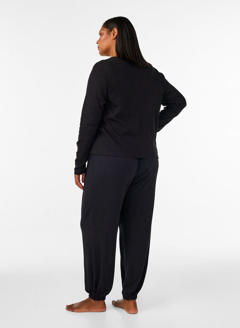 Jersey balloonbroek met hoge taille, Zwart, Model image number 2