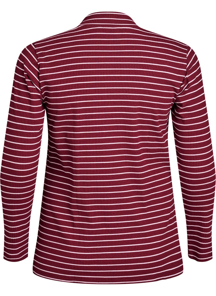 Geribde gestreepte jersey blouse met een hoge hals, T.Port Fairy Tale, Packshot