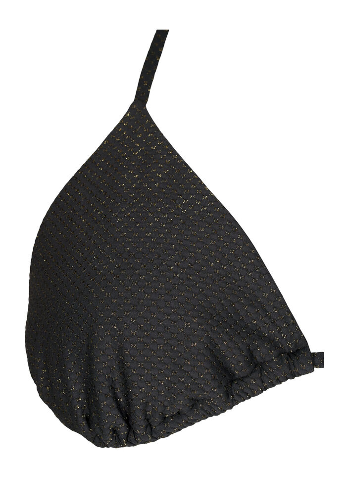 Driehoekige bikinitop met glitter, Black, Packshot