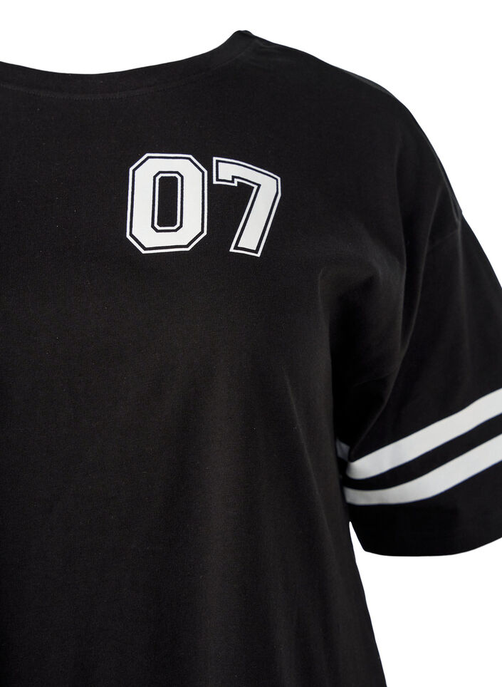 Kort T-shirtjurkje met sportieve details, Zwart, Packshot image number 2