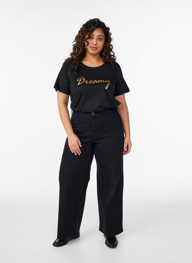 T-shirt met print, Zwart, Model image number 1